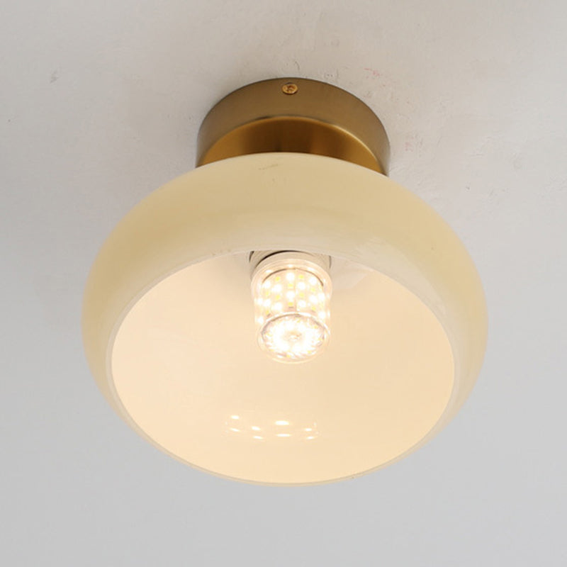 Modern Glass Shaded Ceiling Light Golden Metal Flush Mount Lighting for Room