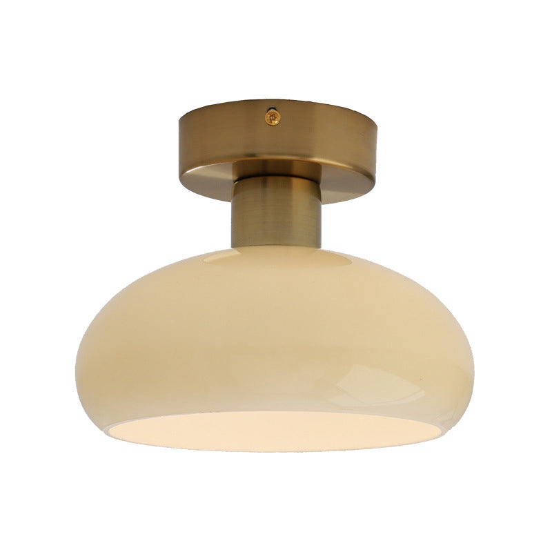 Modern Glass Shaded Ceiling Light Golden Metal Flush Mount Lighting for Room