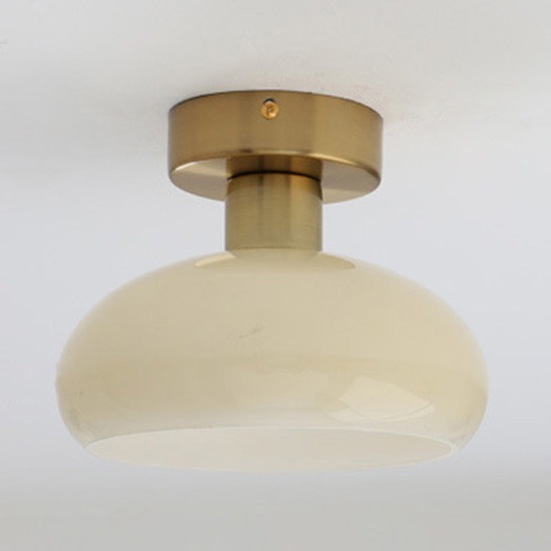 Modern Glass Shaded Ceiling Light Golden Metal Flush Mount Lighting for Room