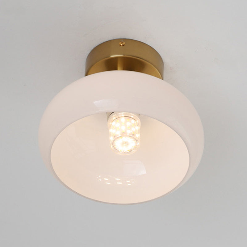 Modern Glass Shaded Ceiling Light Golden Metal Flush Mount Lighting for Room