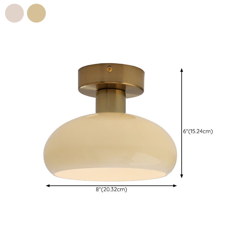 Modern Glass Shaded Ceiling Light Golden Metal Flush Mount Lighting for Room