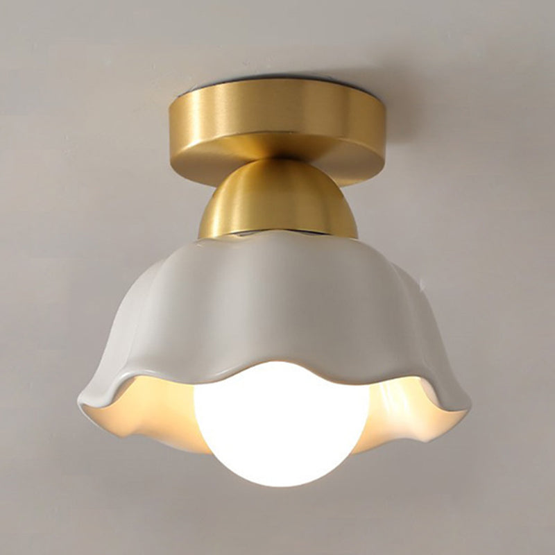 1-Light Ceiling Light Modern Ceiling Mount Lamp with Copper for Corridor