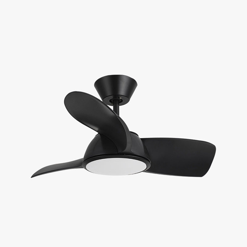 3-Blade Ceiling Fan Contemporary LED Black/Golden Fan with Light for Foyer