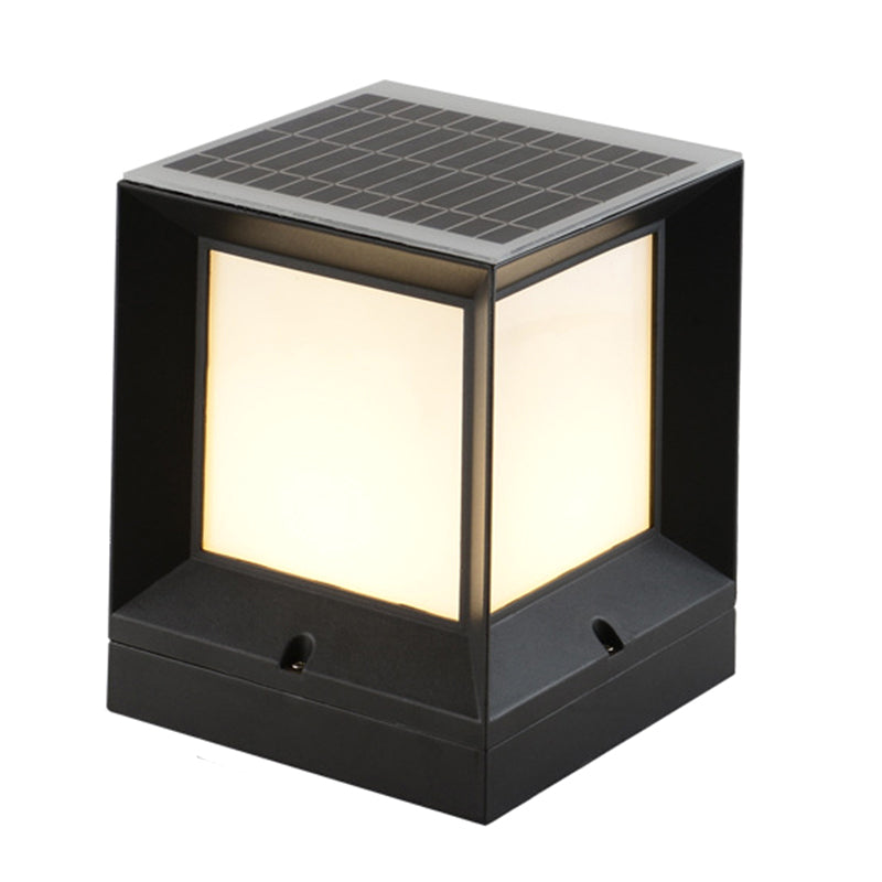 Modern Simple Aluminum Outdoor Light Rectangle Shape Solar Energy Pillar Lamp for Outdoor