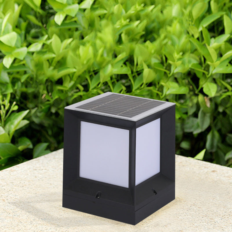 Modern Simple Aluminum Outdoor Light Rectangle Shape Solar Energy Pillar Lamp for Outdoor