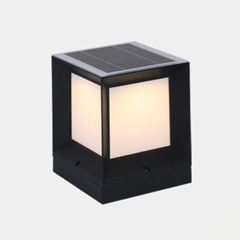 Modern Simple Aluminum Outdoor Light Rectangle Shape Solar Energy Pillar Lamp for Outdoor