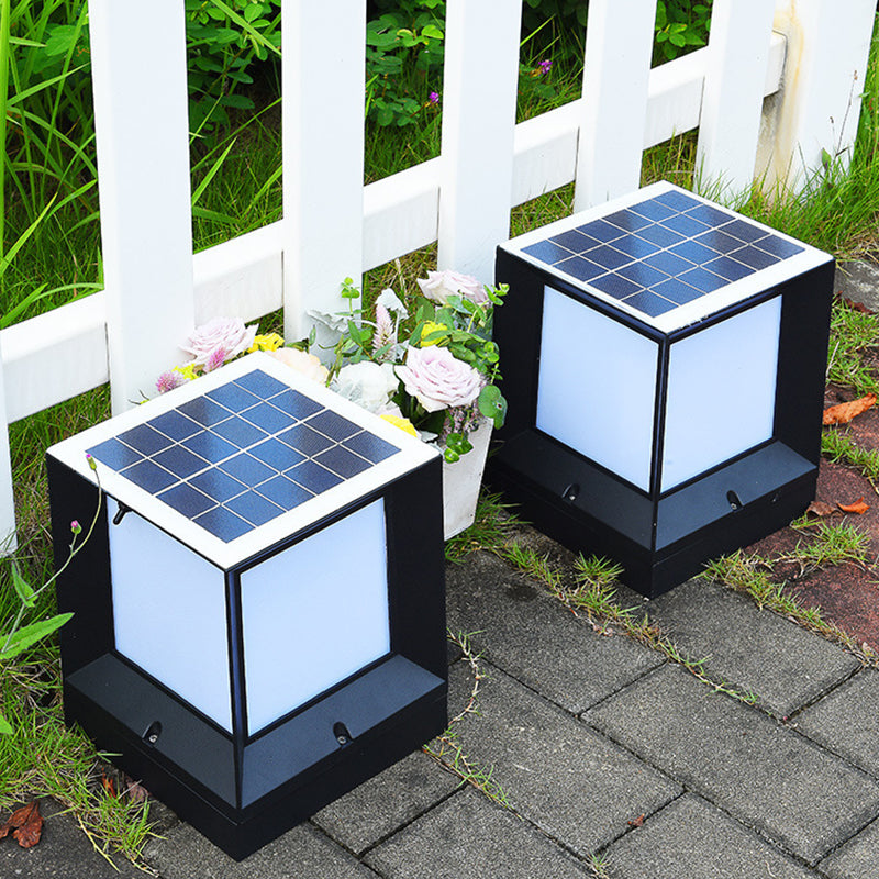 Modern Simple Aluminum Outdoor Light Rectangle Shape Solar Energy Pillar Lamp for Outdoor