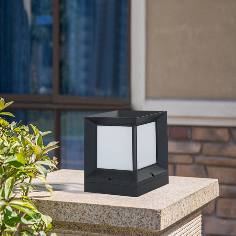 Modern Simple Aluminum Outdoor Light Rectangle Shape Solar Energy Pillar Lamp for Outdoor