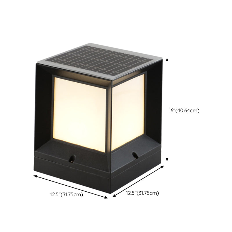 Modern Simple Aluminum Outdoor Light Rectangle Shape Solar Energy Pillar Lamp for Outdoor