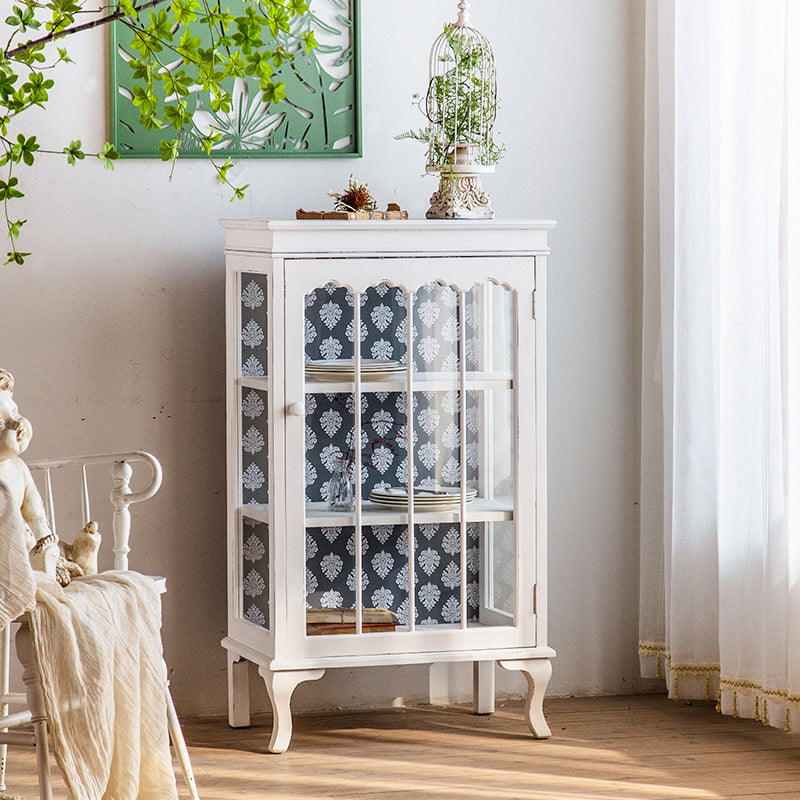 Traditional Curio Cabinet Solid Wood Storage Cabinet for Dining Room