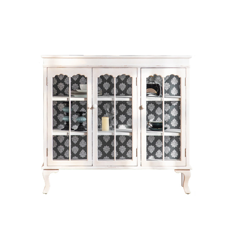 Traditional Curio Cabinet Solid Wood Storage Cabinet for Dining Room