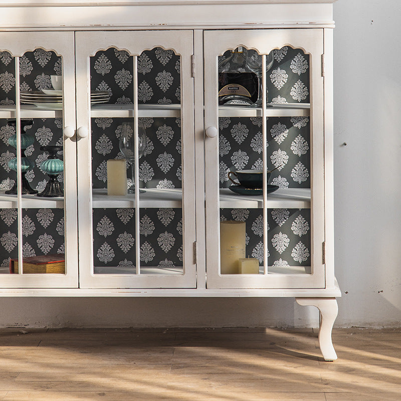 Traditional Curio Cabinet Solid Wood Storage Cabinet for Dining Room