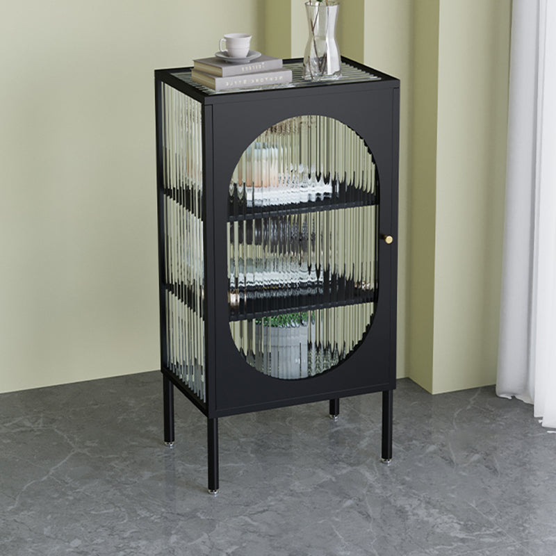 Contemporary Glass Doors Curio Cabinet Metal Storage Cabinet for Living Room