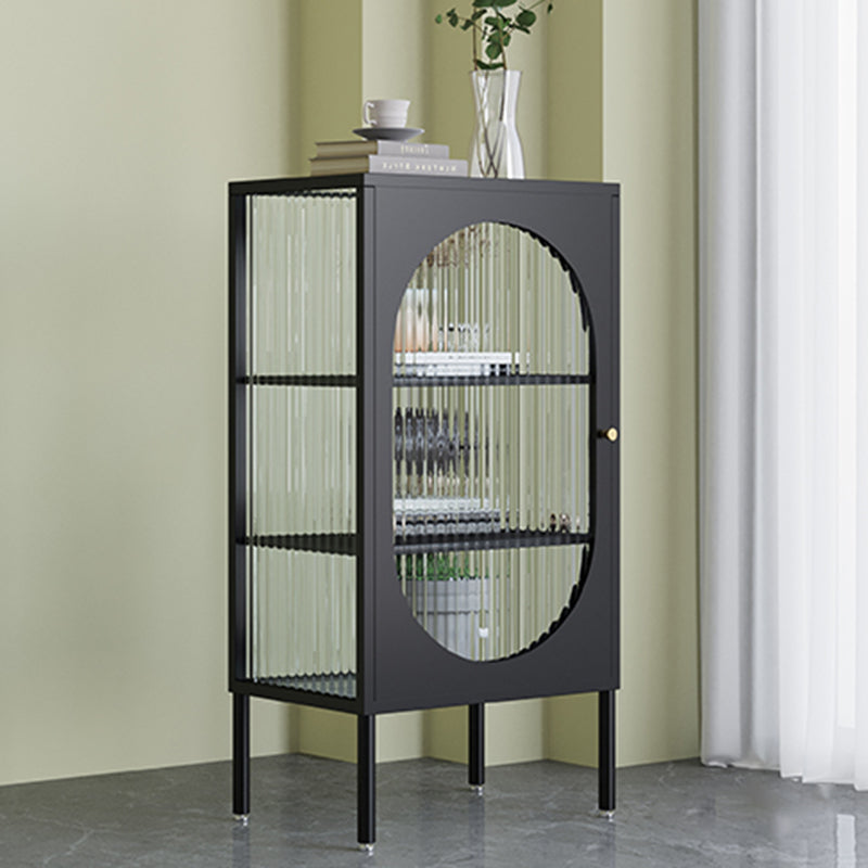 Contemporary Glass Doors Curio Cabinet Metal Storage Cabinet for Living Room