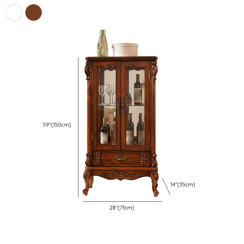 Traditional Curio Cabinet Wood Glass Doors Hutch Buffet for Dining Room