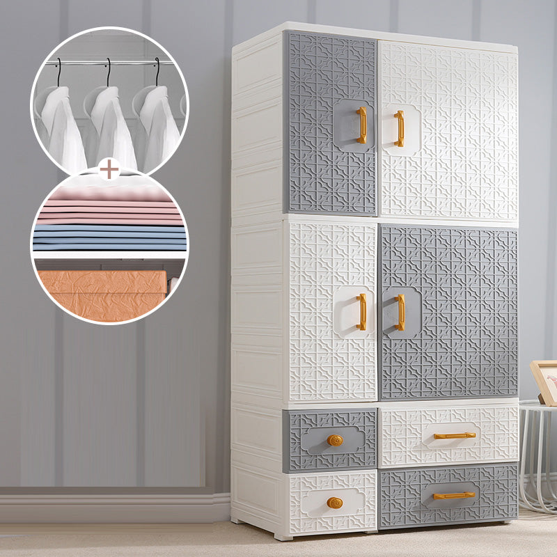 Hinged Wardrobe Cabinet with Legs Plastic Wardrobe Closet for Home
