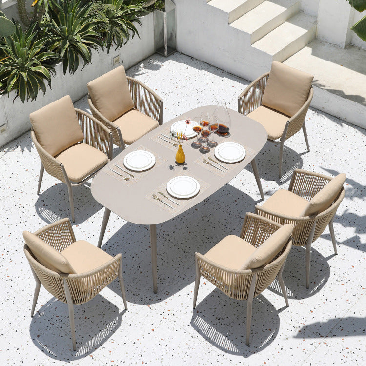 Contemporary Aluminum Frame Patio Table Outdoor Rust Resistant Dining Table