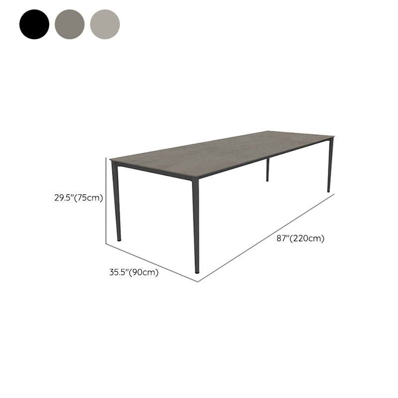 Rectangle Stone Top Patio Table Modern Dining Table with Aluminum Frame