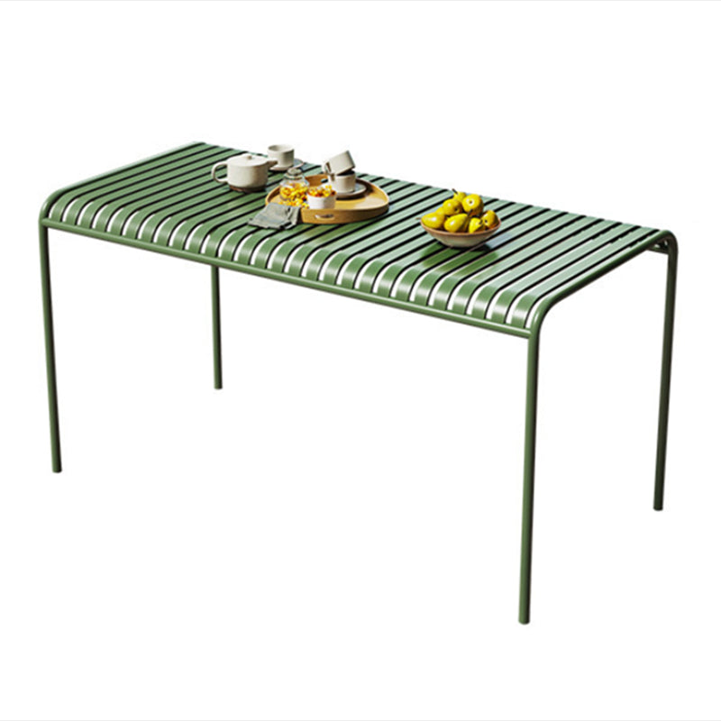 Contemporary Green Iron Patio Table Rectangle/Square Patio Table with 4 Legs