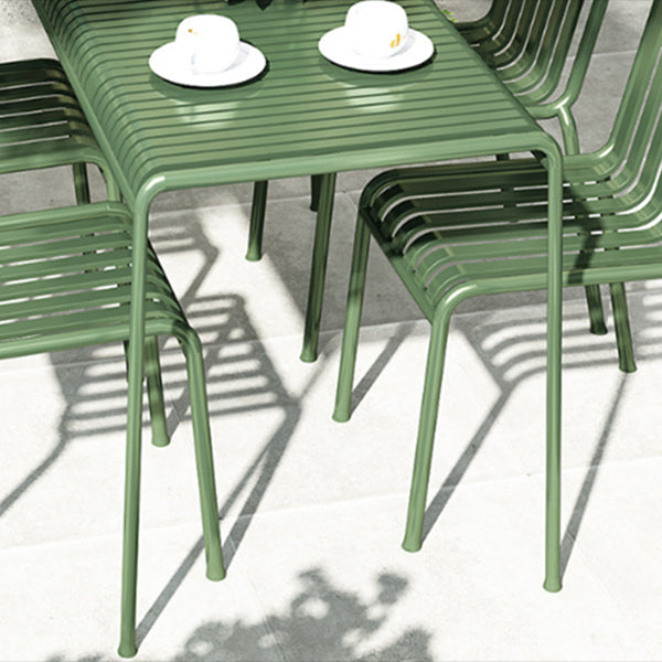 Contemporary Green Iron Patio Table Rectangle/Square Patio Table with 4 Legs