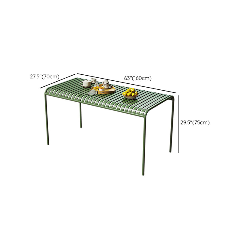 Contemporary Green Iron Patio Table Rectangle/Square Patio Table with 4 Legs