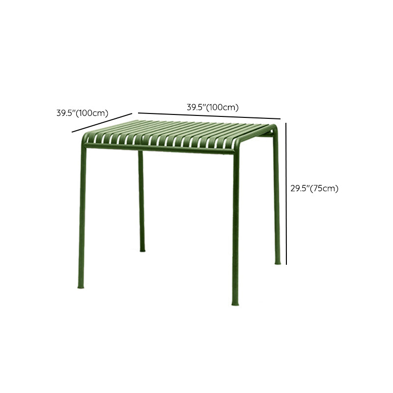 Contemporary Green Iron Patio Table Rectangle/Square Patio Table with 4 Legs