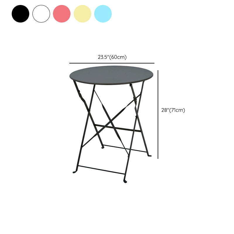 Contemporary Round Scratch Resistant Patio Table Iron Folding Patio Table