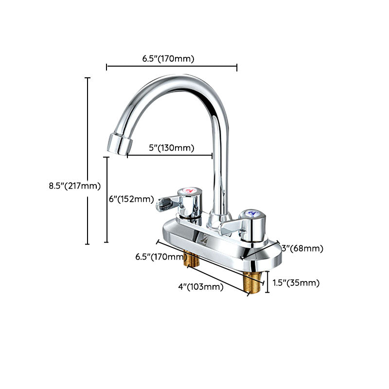 High-Arc Brass Bathroom Faucet Double Handle Vessel Sink Faucet