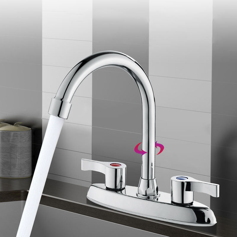 Modern Centerset Faucet Chrome 2 Knob Handles Swivel Spout Bathroom Sink Faucet