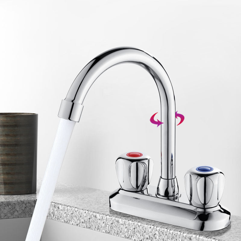 Modern Centerset Faucet Chrome 2 Knob Handles Swivel Spout Bathroom Sink Faucet