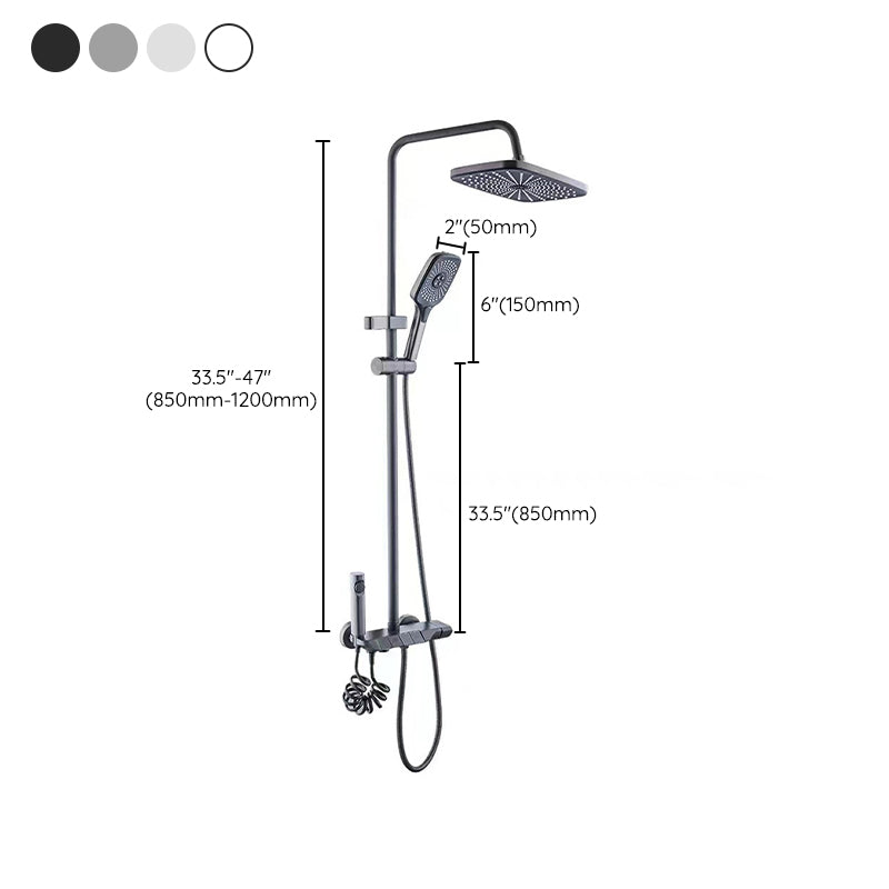 Modern Shower System Square Brass Temperature Control Wall Mounted Shower Combo