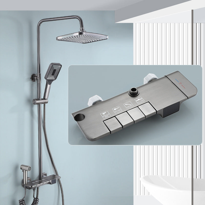 Modern Shower System Brass Temperature Control Wall Mounted Shower Head Combo