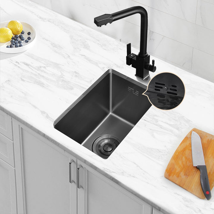 Classic Black Sink Overflow Stainless Steel Workstation Sink with Faucet