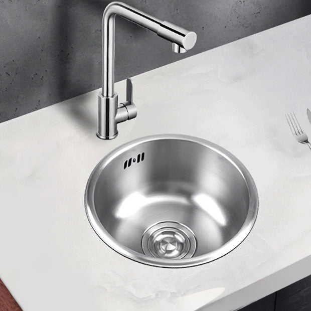 Round Stainless Steel Kitchen Sink with Drain Assembly Drop-In Sink