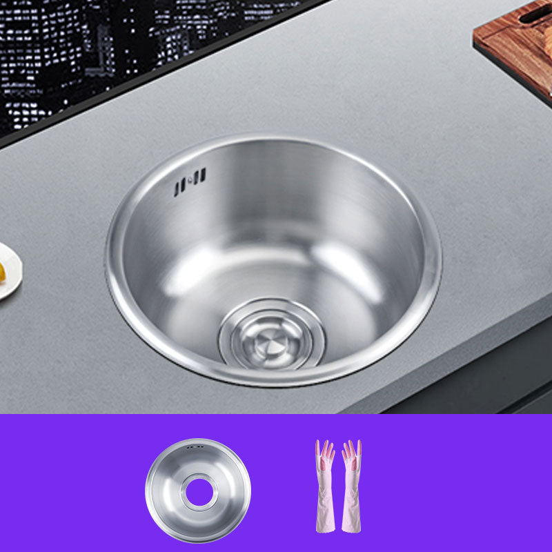 Round Stainless Steel Kitchen Sink with Drain Assembly Drop-In Sink