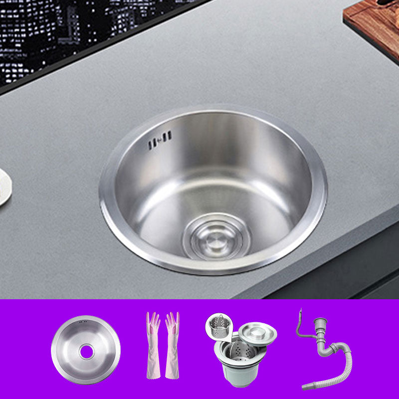 Round Stainless Steel Kitchen Sink with Drain Assembly Drop-In Sink