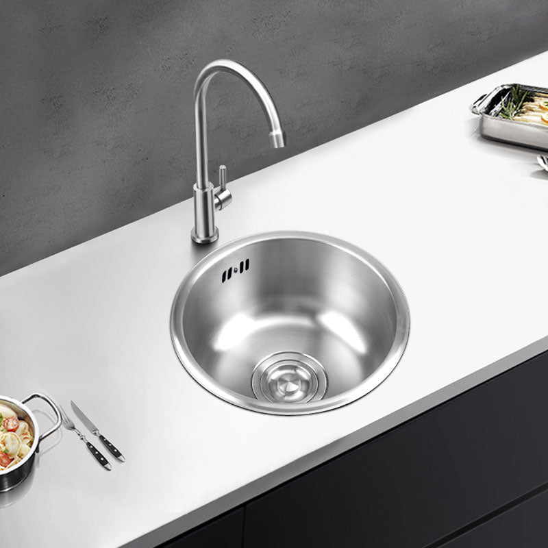 Round Stainless Steel Kitchen Sink with Drain Assembly Drop-In Sink