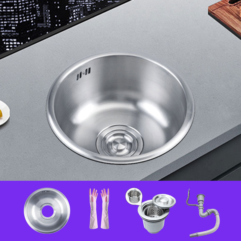 Round Stainless Steel Kitchen Sink with Drain Assembly Drop-In Sink