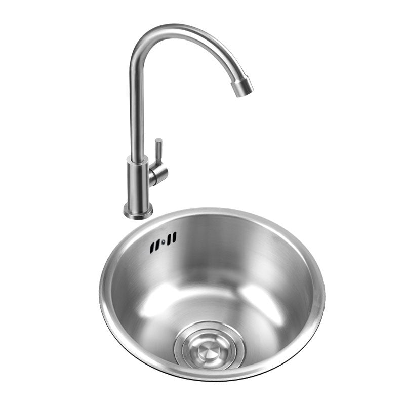 Round Stainless Steel Kitchen Sink with Drain Assembly Drop-In Sink