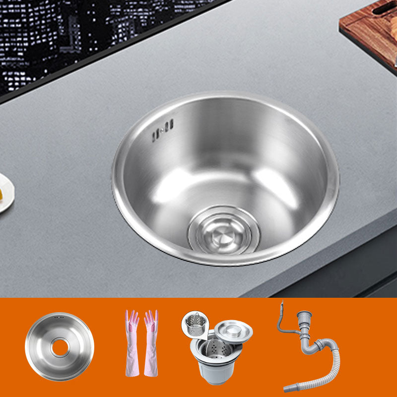 Round Stainless Steel Kitchen Sink with Drain Assembly Drop-In Sink