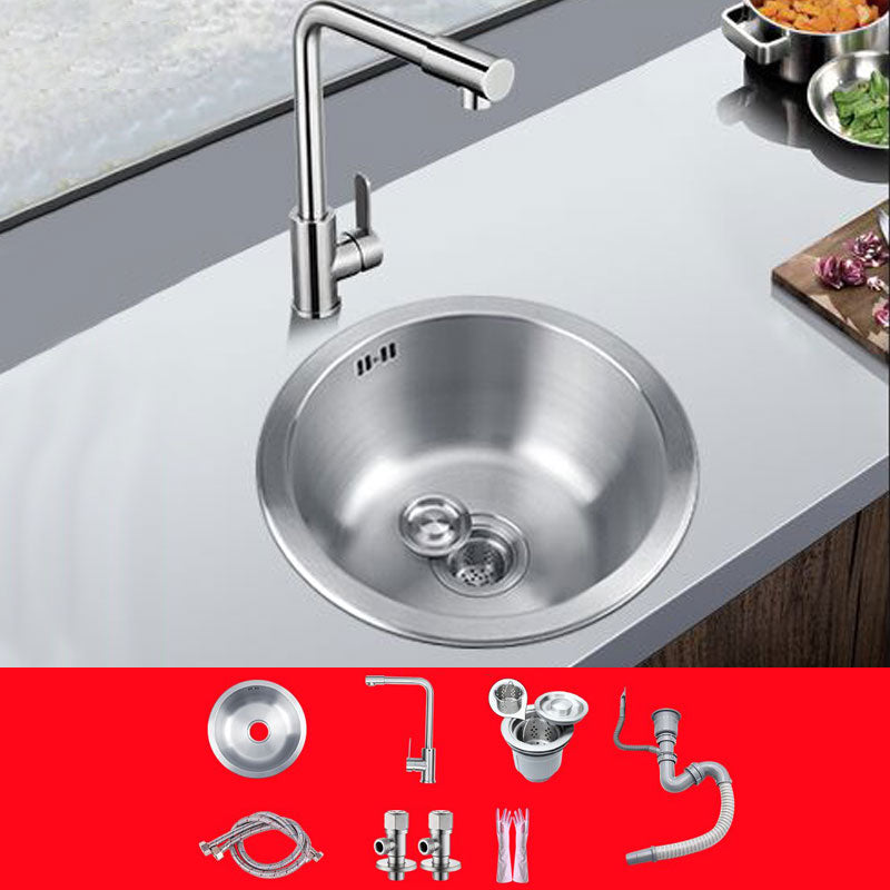 Round Stainless Steel Kitchen Sink with Drain Assembly Drop-In Sink