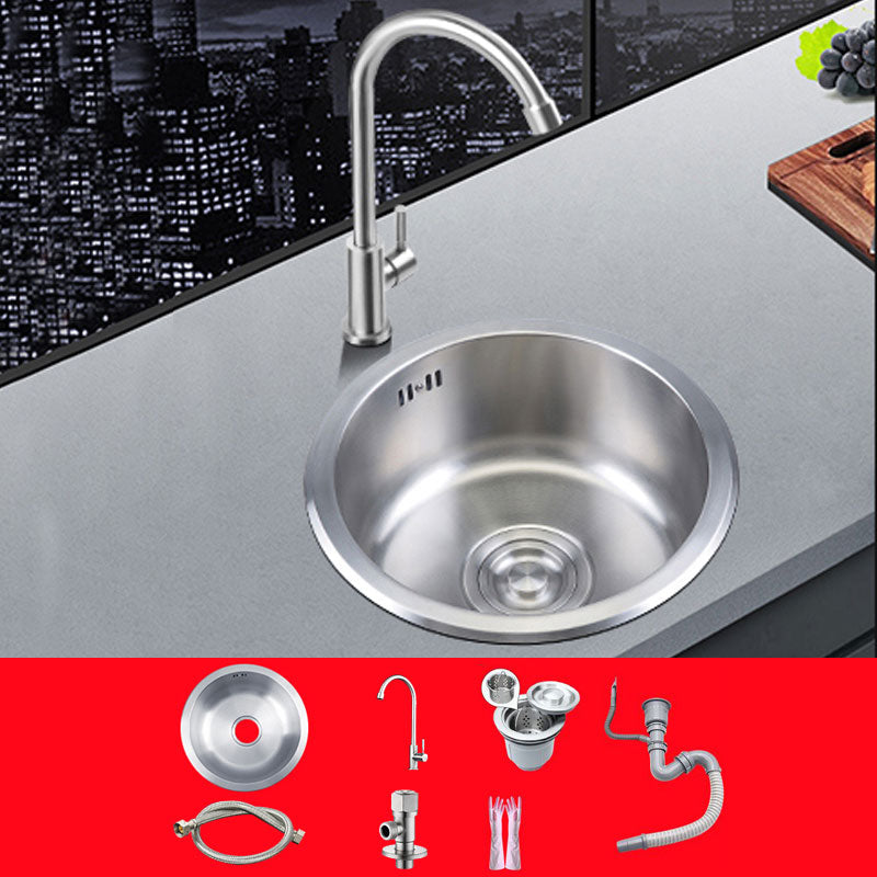 Round Stainless Steel Kitchen Sink with Drain Assembly Drop-In Sink