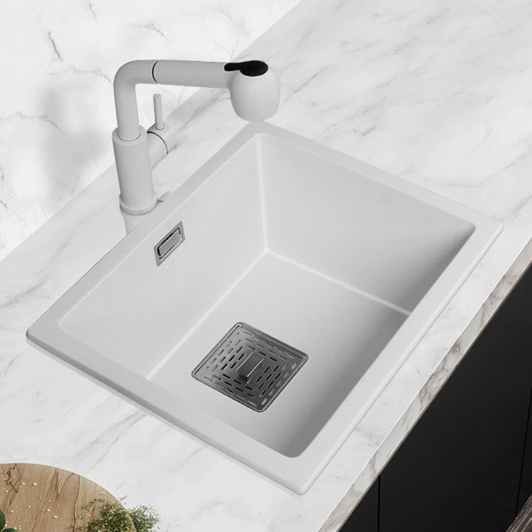 Modern Quartz Sink Solid Color Square Single Bowl Kitchen Sink