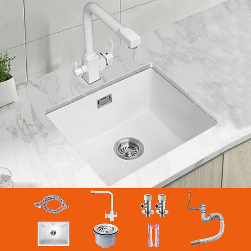 Modern Quartz Sink Solid Color Square Single Bowl Kitchen Sink