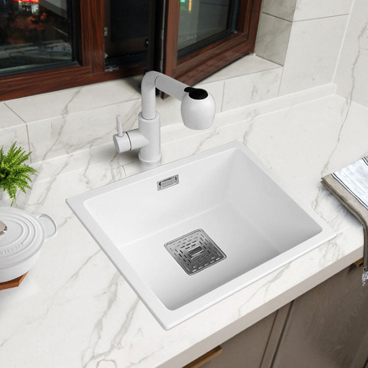 Modern Quartz Sink Solid Color Square Single Bowl Kitchen Sink