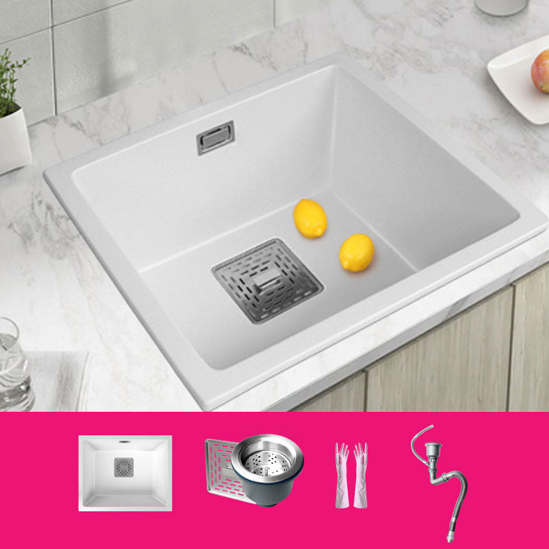 Modern Quartz Sink Solid Color Square Single Bowl Kitchen Sink