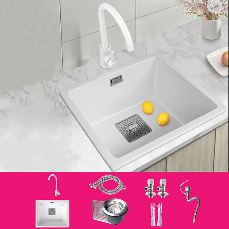 Modern Quartz Sink Solid Color Square Single Bowl Kitchen Sink