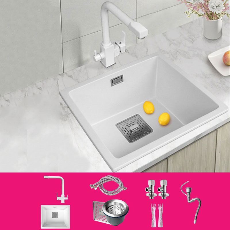 Modern Quartz Sink Solid Color Square Single Bowl Kitchen Sink