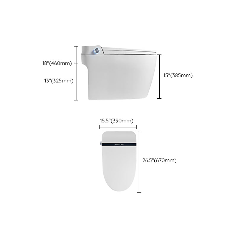 Contemporary Elongated Warm Air Dryer Ceramic Foot Sensor Floor Mount Bidet