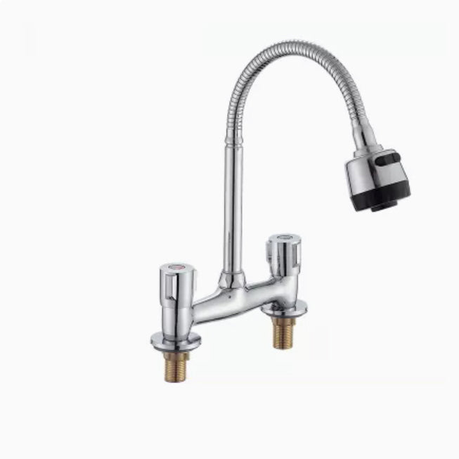 Modern Pull down Faucet Two Handles Pot Filler High Arc Profile Filler